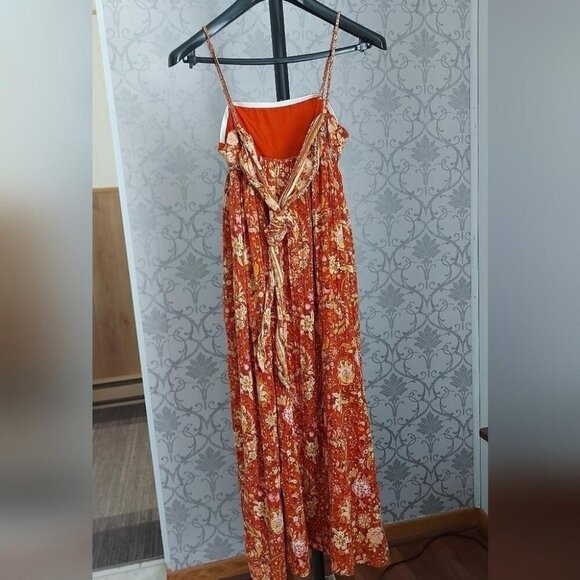 Boho Maxi Dress Paisley Tie Back Festival Y2K Spaghetti Strap - Picture 6 of 13